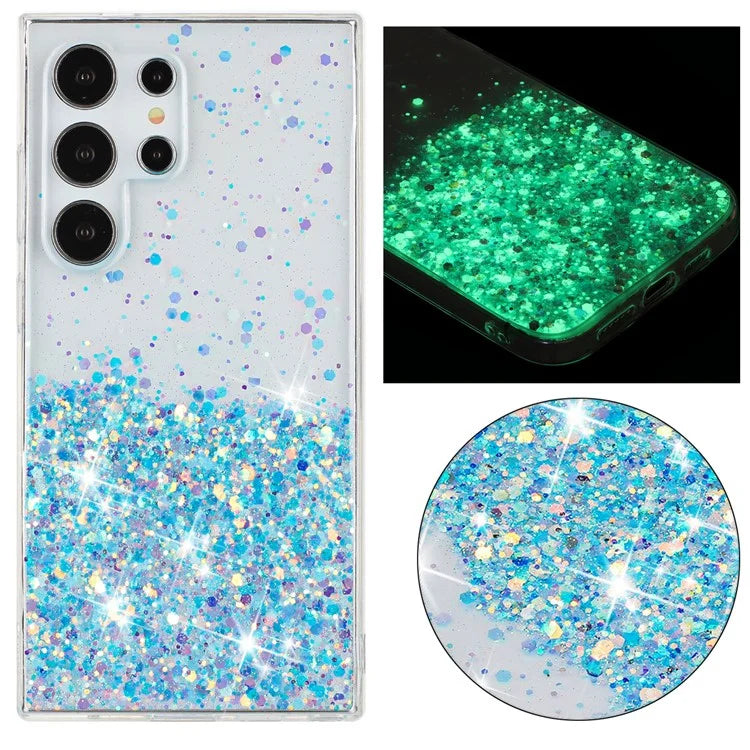 For Samsung Galaxy S23 Ultra Case Epoxy Glitter Sparkle Luminous TPU Phone Cover