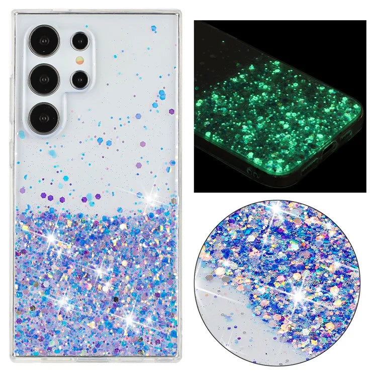 For Samsung Galaxy S23 Ultra Case Epoxy Glitter Sparkle Luminous TPU Phone Cover