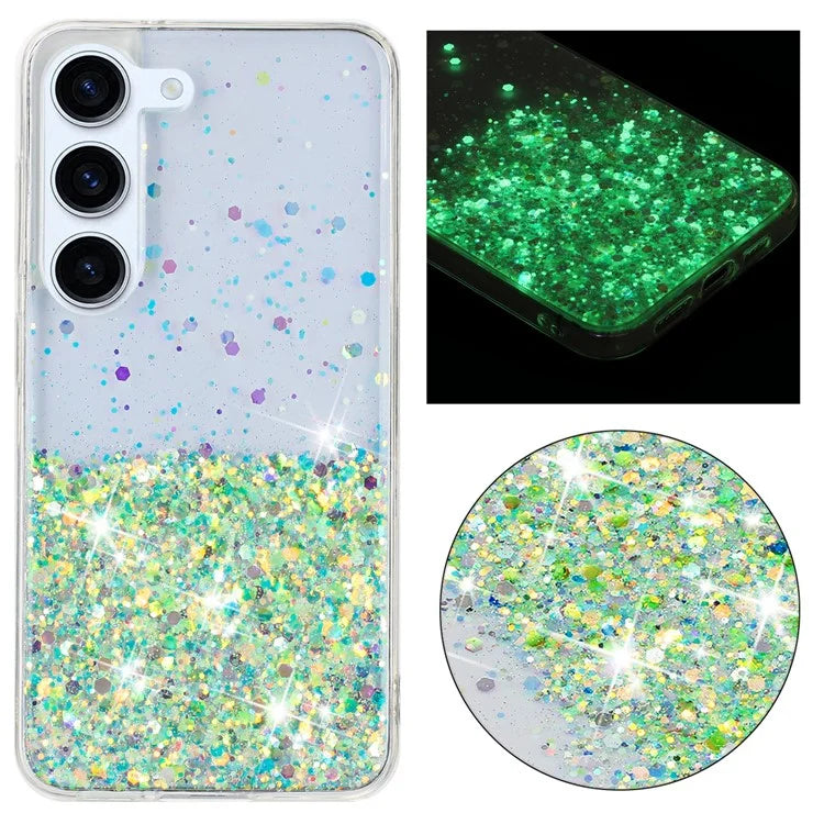 For Samsung Galaxy S23+ Case Epoxy Sparkle Luminous TPU Phone Protective Cover