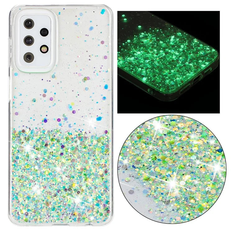 For Samsung Galaxy A23 4G / A23 5G (Global Version) Glow In The Dark Epoxy TPU Glitter Sparkle Phone Cover