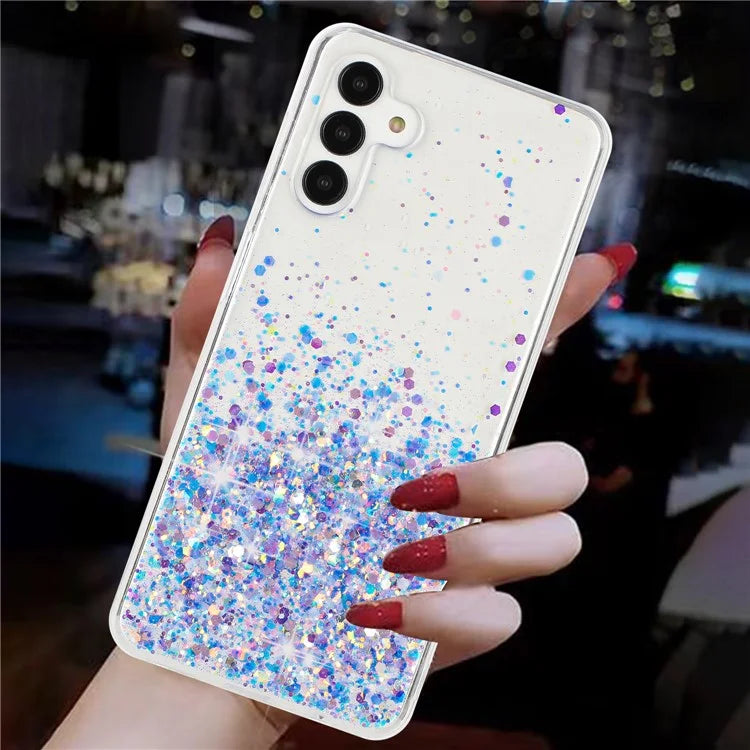 For Samsung Galaxy A04s 4G (164.7 x 76.7 x 9.1 mm) / A13 5G Case Glitter Sparkle Epoxy TPU Glow In The Dark Phone Cover