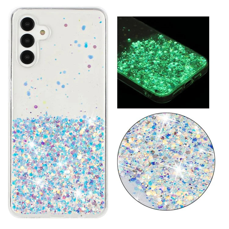 For Samsung Galaxy A04s 4G (164.7 x 76.7 x 9.1 mm) / A13 5G Case Glitter Sparkle Epoxy TPU Glow In The Dark Phone Cover