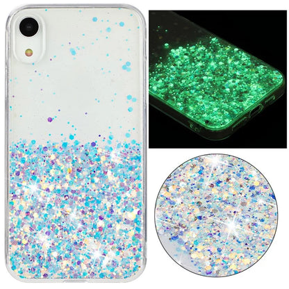 For iPhone XR Shockproof Phone Case Epoxy Glitter Sparkle Luminous TPU Phone Cover