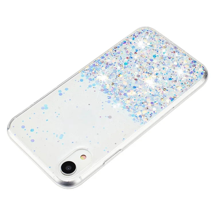 For iPhone XR Shockproof Phone Case Epoxy Glitter Sparkle Luminous TPU Phone Cover