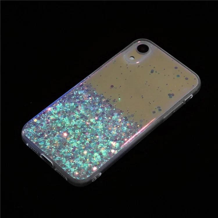 For iPhone XR Shockproof Phone Case Epoxy Glitter Sparkle Luminous TPU Phone Cover