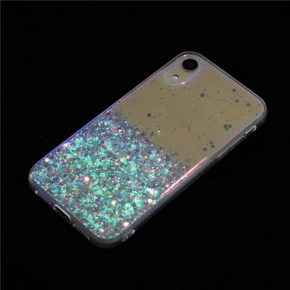 For iPhone XR Shockproof Phone Case Epoxy Glitter Sparkle Luminous TPU Phone Cover