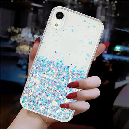 For iPhone XR Shockproof Phone Case Epoxy Glitter Sparkle Luminous TPU Phone Cover
