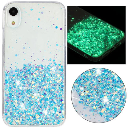 For iPhone XR Shockproof Phone Case Epoxy Glitter Sparkle Luminous TPU Phone Cover