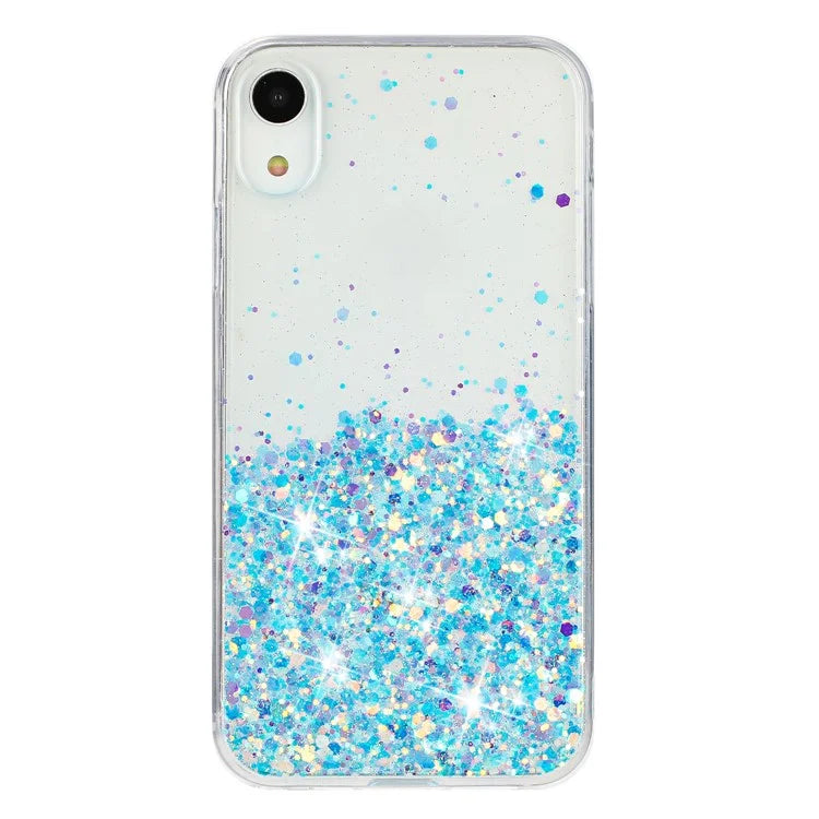 For iPhone XR Shockproof Phone Case Epoxy Glitter Sparkle Luminous TPU Phone Cover