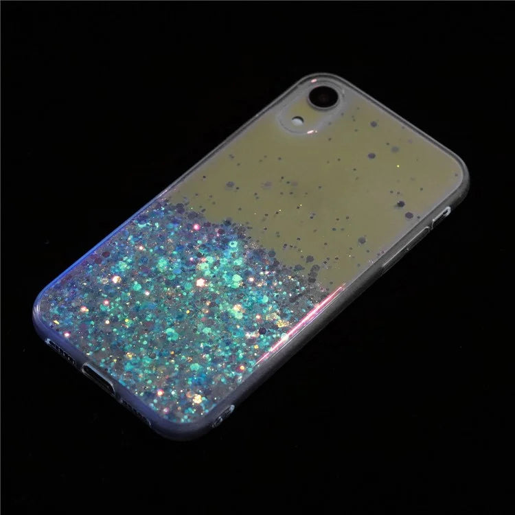 For iPhone XR Shockproof Phone Case Epoxy Glitter Sparkle Luminous TPU Phone Cover