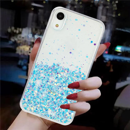 For iPhone XR Shockproof Phone Case Epoxy Glitter Sparkle Luminous TPU Phone Cover
