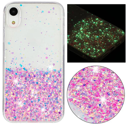 For iPhone XR Shockproof Phone Case Epoxy Glitter Sparkle Luminous TPU Phone Cover