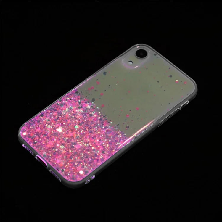 For iPhone XR Shockproof Phone Case Epoxy Glitter Sparkle Luminous TPU Phone Cover