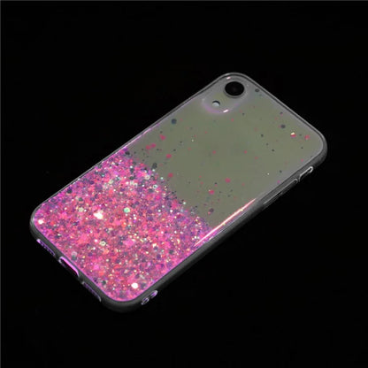 For iPhone XR Shockproof Phone Case Epoxy Glitter Sparkle Luminous TPU Phone Cover