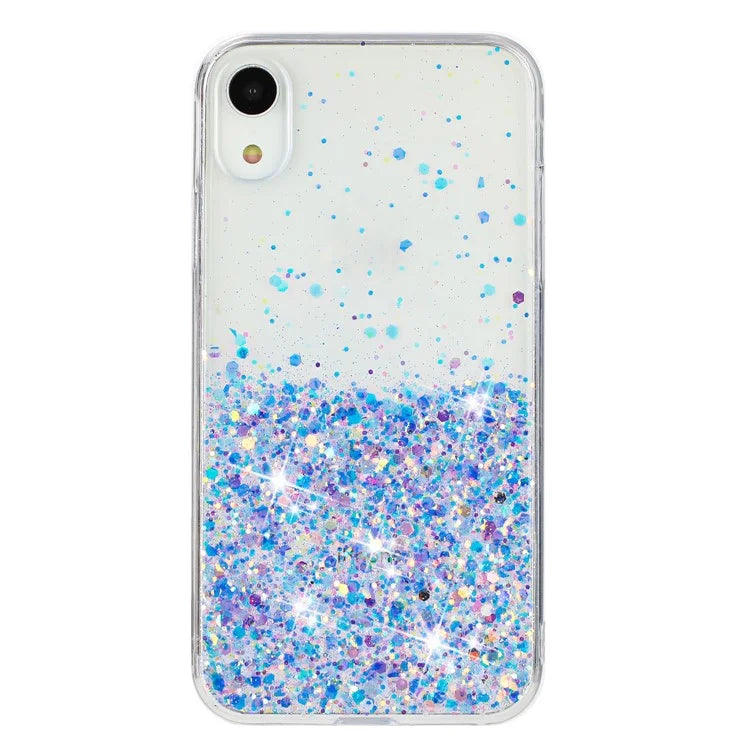 For iPhone XR Shockproof Phone Case Epoxy Glitter Sparkle Luminous TPU Phone Cover