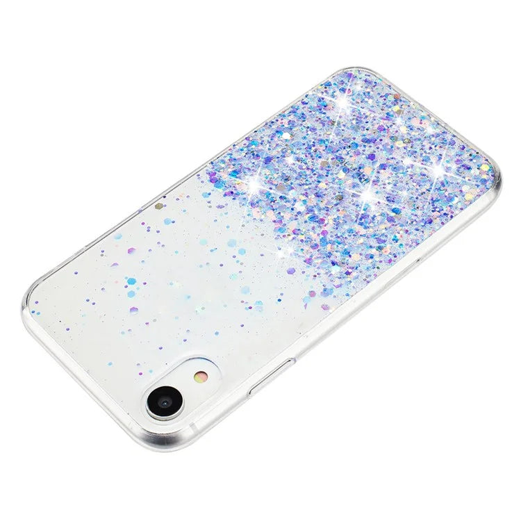 For iPhone XR Shockproof Phone Case Epoxy Glitter Sparkle Luminous TPU Phone Cover