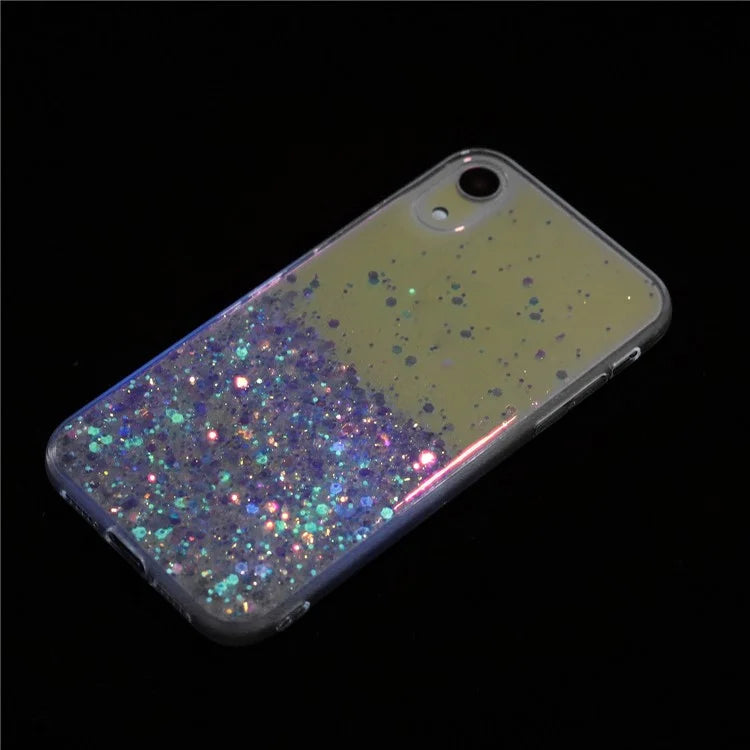 For iPhone XR Shockproof Phone Case Epoxy Glitter Sparkle Luminous TPU Phone Cover