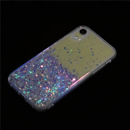 For iPhone XR Shockproof Phone Case Epoxy Glitter Sparkle Luminous TPU Phone Cover