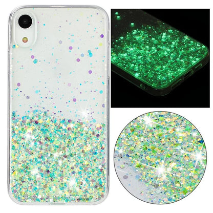 For iPhone XR Shockproof Phone Case Epoxy Glitter Sparkle Luminous TPU Phone Cover