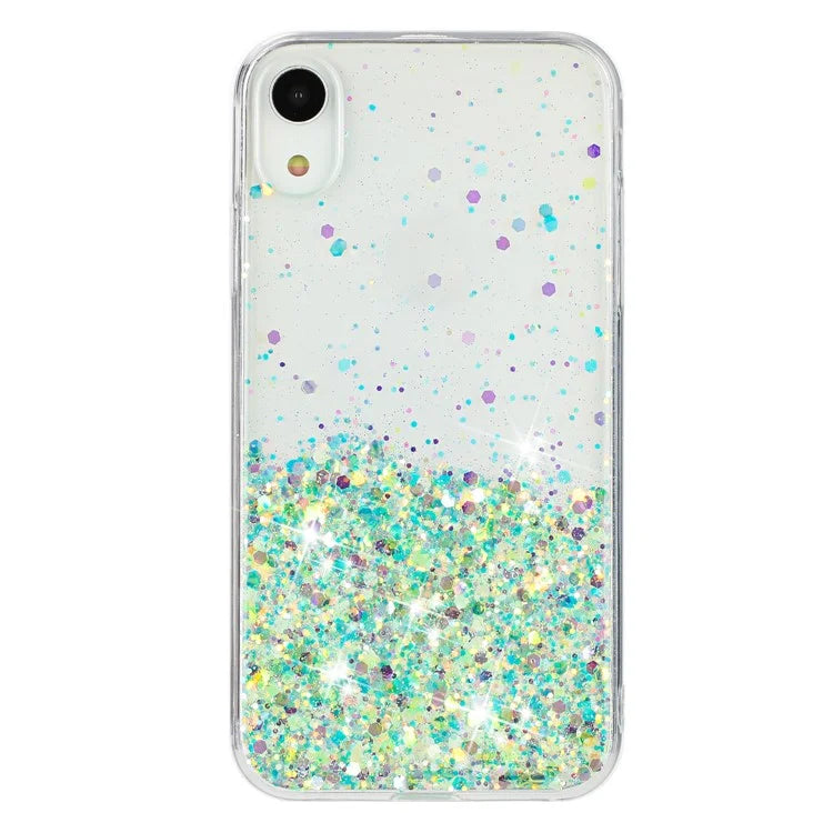 For iPhone XR Shockproof Phone Case Epoxy Glitter Sparkle Luminous TPU Phone Cover