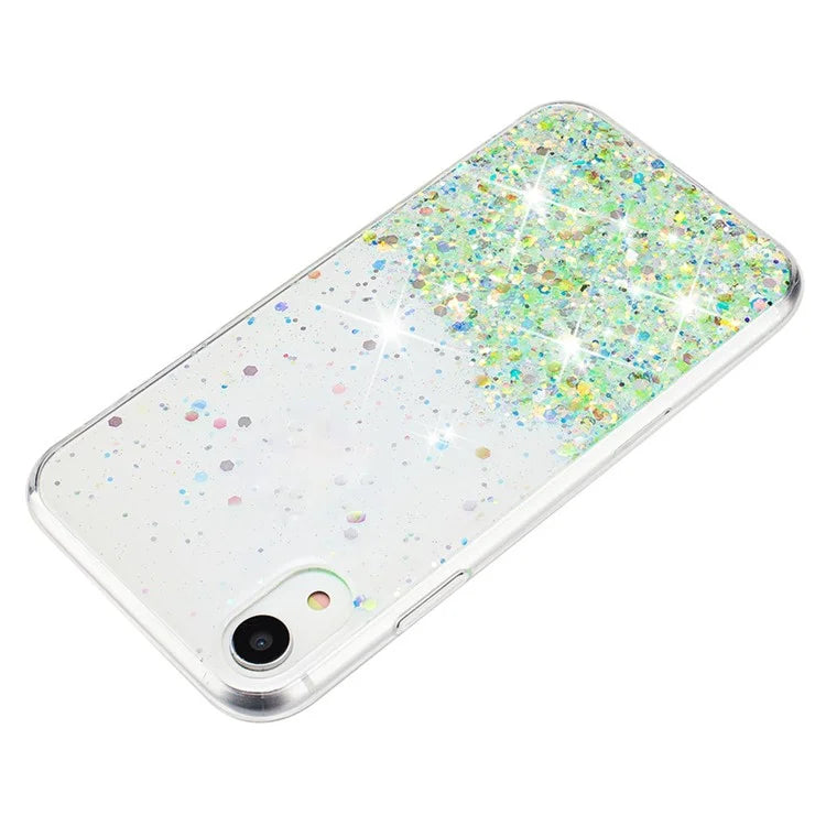 For iPhone XR Shockproof Phone Case Epoxy Glitter Sparkle Luminous TPU Phone Cover