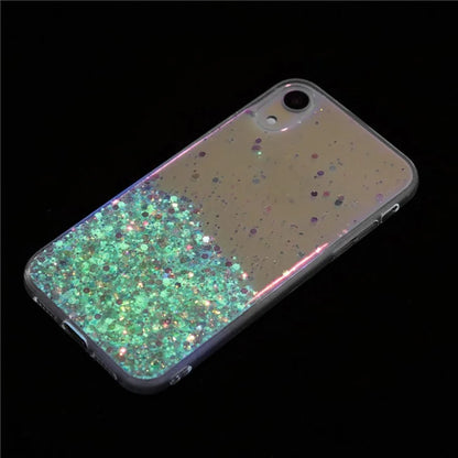For iPhone XR Shockproof Phone Case Epoxy Glitter Sparkle Luminous TPU Phone Cover