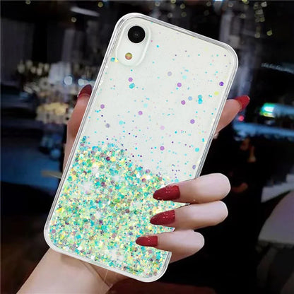 For iPhone XR Shockproof Phone Case Epoxy Glitter Sparkle Luminous TPU Phone Cover