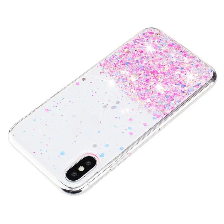 For iPhone XS Max 6.5 inch Epoxy TPU Cover Luminous Sequins Phone Case