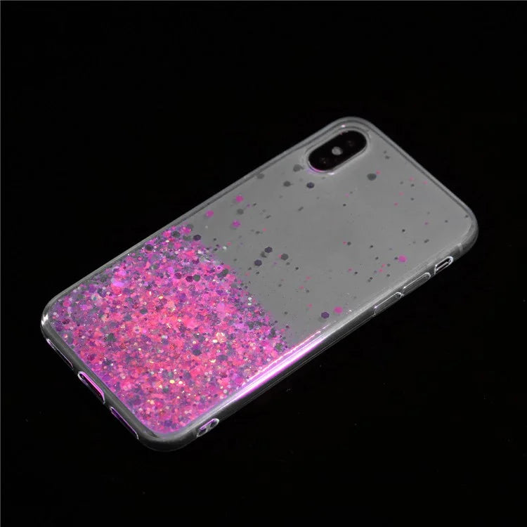 For iPhone XS Max 6.5 inch Epoxy TPU Cover Luminous Sequins Phone Case