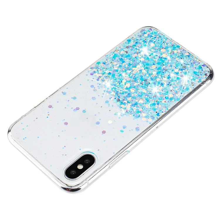 For iPhone XS Max 6.5 inch Epoxy TPU Cover Luminous Sequins Phone Case