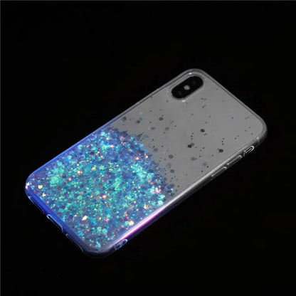 For iPhone XS Max 6.5 inch Epoxy TPU Cover Luminous Sequins Phone Case