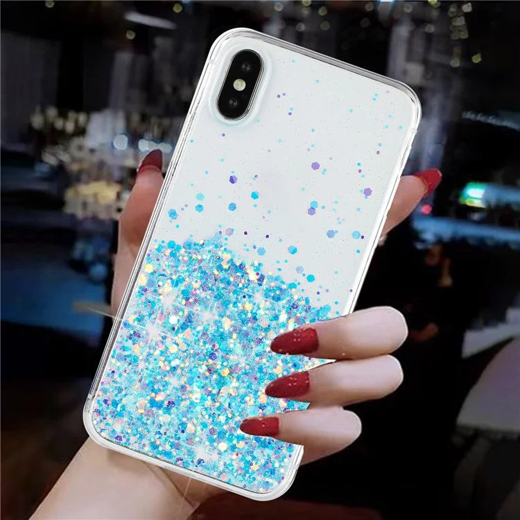 For iPhone XS Max 6.5 inch Epoxy TPU Cover Luminous Sequins Phone Case