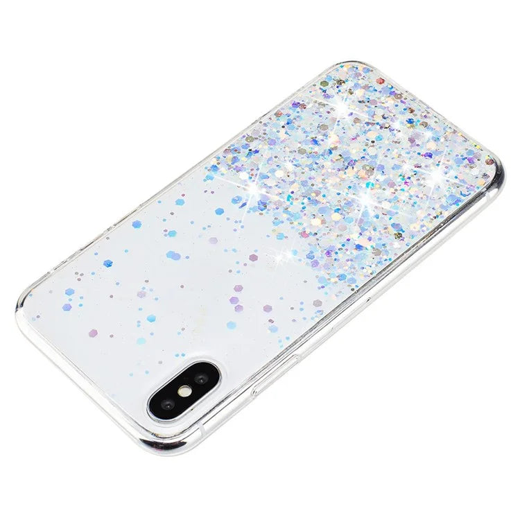 For iPhone XS Max 6.5 inch Epoxy TPU Cover Luminous Sequins Phone Case