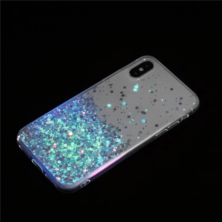 For iPhone XS Max 6.5 inch Epoxy TPU Cover Luminous Sequins Phone Case