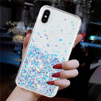 For iPhone XS Max 6.5 inch Epoxy TPU Cover Luminous Sequins Phone Case