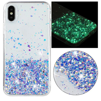 For iPhone XS Max 6.5 inch Epoxy TPU Cover Luminous Sequins Phone Case