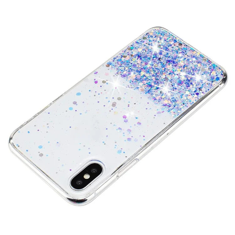 For iPhone XS Max 6.5 inch Epoxy TPU Cover Luminous Sequins Phone Case