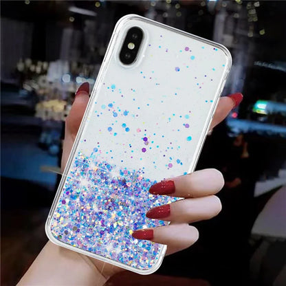 For iPhone XS Max 6.5 inch Epoxy TPU Cover Luminous Sequins Phone Case