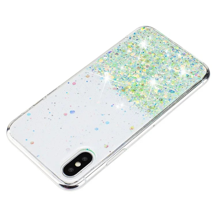 For iPhone XS Max 6.5 inch Epoxy TPU Cover Luminous Sequins Phone Case