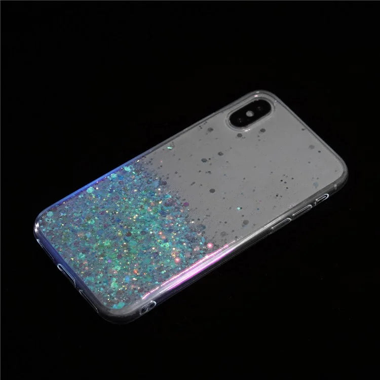 For iPhone XS Max 6.5 inch Epoxy TPU Cover Luminous Sequins Phone Case