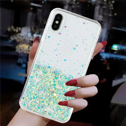 For iPhone XS Max 6.5 inch Epoxy TPU Cover Luminous Sequins Phone Case