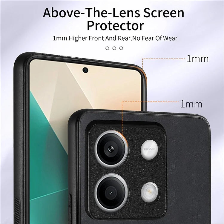 D2 for Xiaomi Redmi Note 13 4G Case Card Slots Retro Leather Coated TPU Kickstand Cover