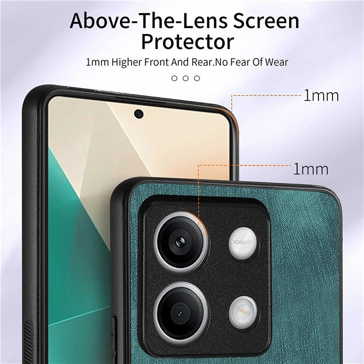 D2 for Xiaomi Redmi Note 13 4G Case Card Slots Retro Leather Coated TPU Kickstand Cover