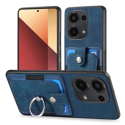 D2 for Xiaomi Redmi Note 13 Pro 4G / Poco M6 Pro 4G Case Card Slots Retro PU+TPU Cover with Kickstand