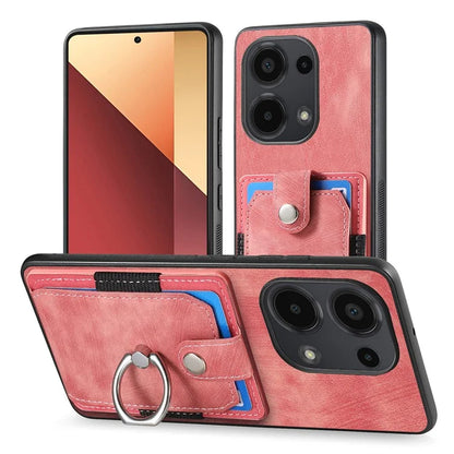 D2 for Xiaomi Redmi Note 13 Pro 4G / Poco M6 Pro 4G Case Card Slots Retro PU+TPU Cover with Kickstand
