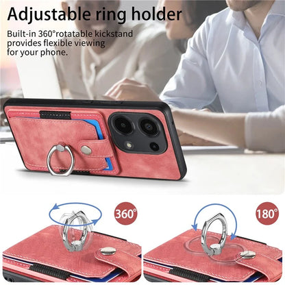 D2 for Xiaomi Redmi Note 13 Pro 4G / Poco M6 Pro 4G Case Card Slots Retro PU+TPU Cover with Kickstand