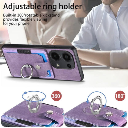 D2 for Xiaomi Redmi Note 13 Pro 4G / Poco M6 Pro 4G Case Card Slots Retro PU+TPU Cover with Kickstand