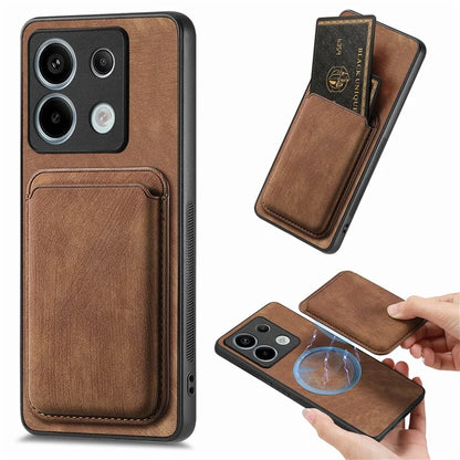 D12 For Xiaomi Redmi Note 13 Pro 5G / Poco X6 5G Magnetic Card Holder Case Vintage Phone Leather Cover