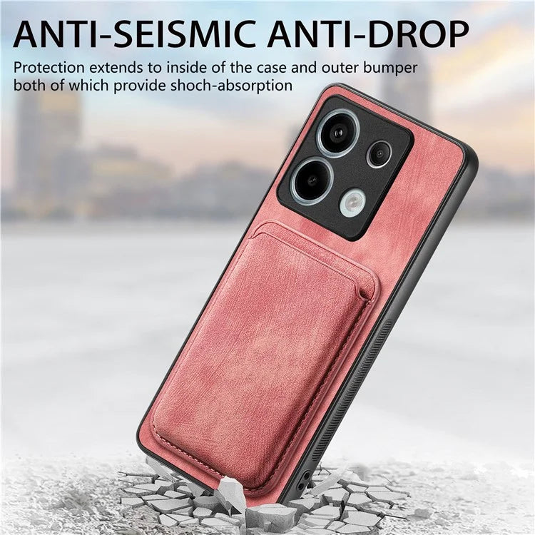 D12 For Xiaomi Redmi Note 13 Pro 5G / Poco X6 5G Magnetic Card Holder Case Vintage Phone Leather Cover