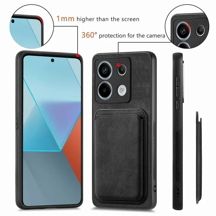 D12 For Xiaomi Redmi Note 13 Pro 5G / Poco X6 5G Magnetic Card Holder Case Vintage Phone Leather Cover
